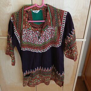 Boston Deluxe Tunic Colorful African Print with 2 pockets Size Medium